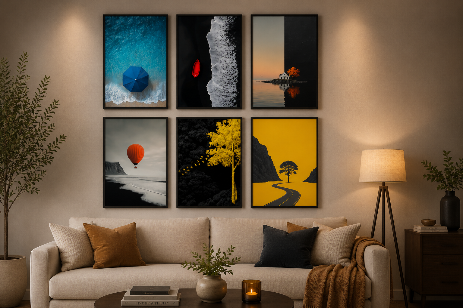 Set of 6 Wall Art Wooden Phototile Wall Decor TH-008