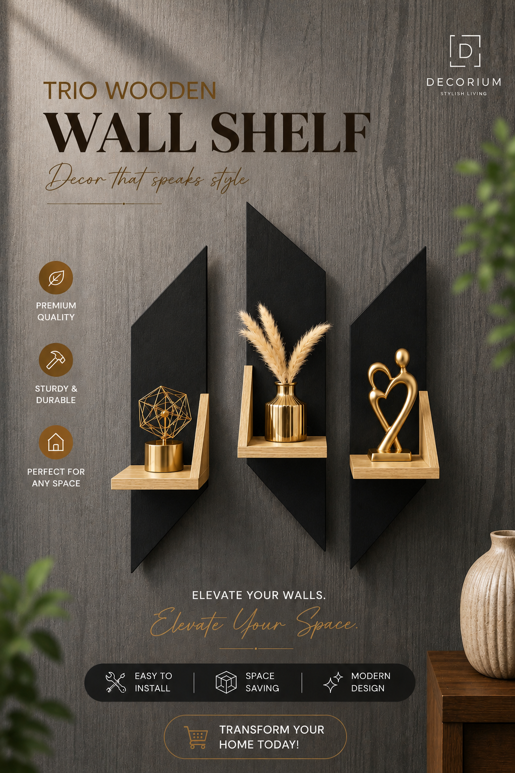 TRIO Wall Shelves (Set of 03)