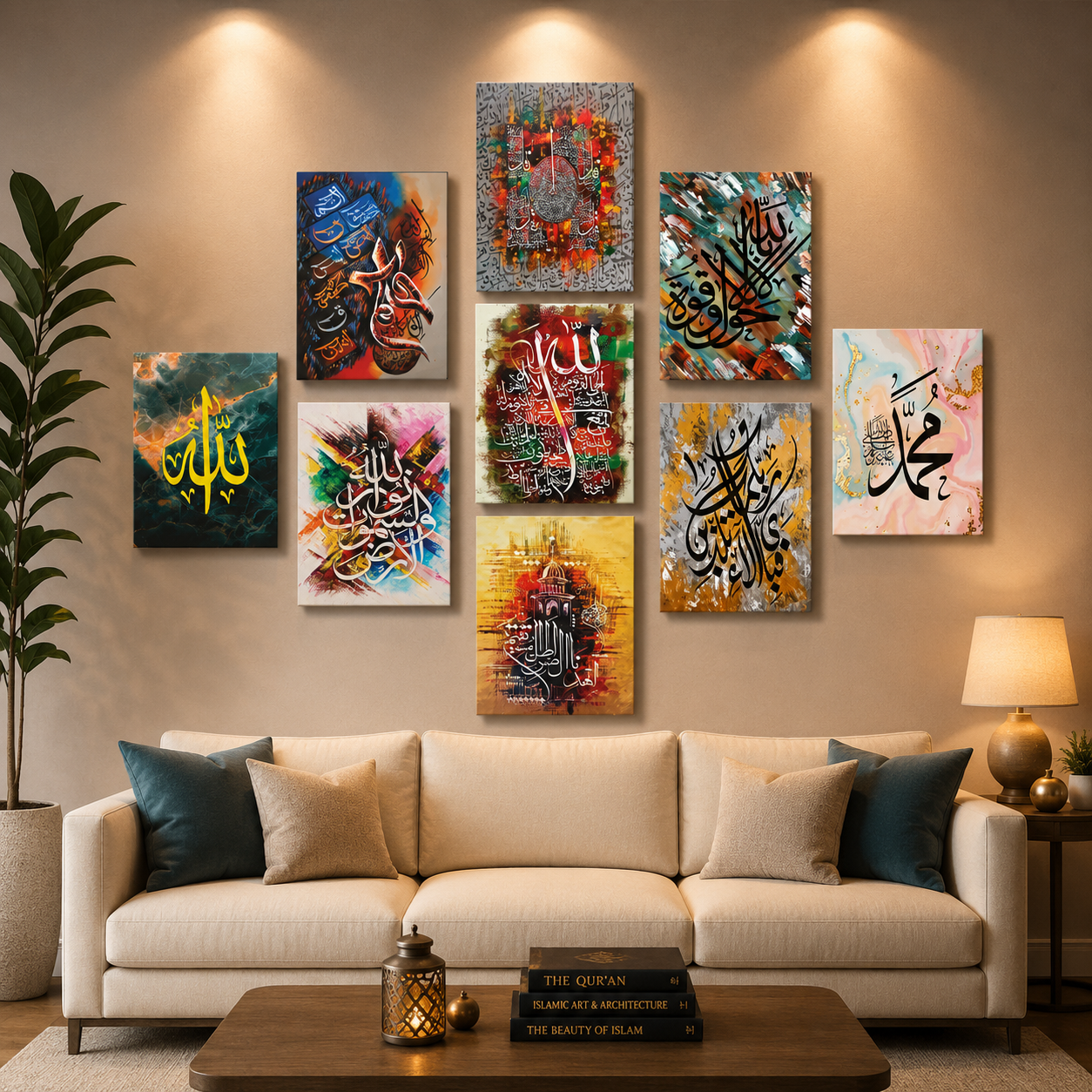 Set of 09 Islamic Wall Art Phototile Wall Decor TH-015