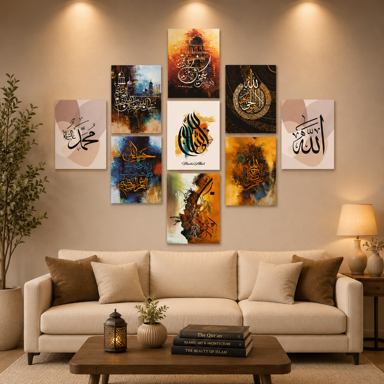 Set of 09 Islamic Wall Art Phototile Wall Decor TH-012