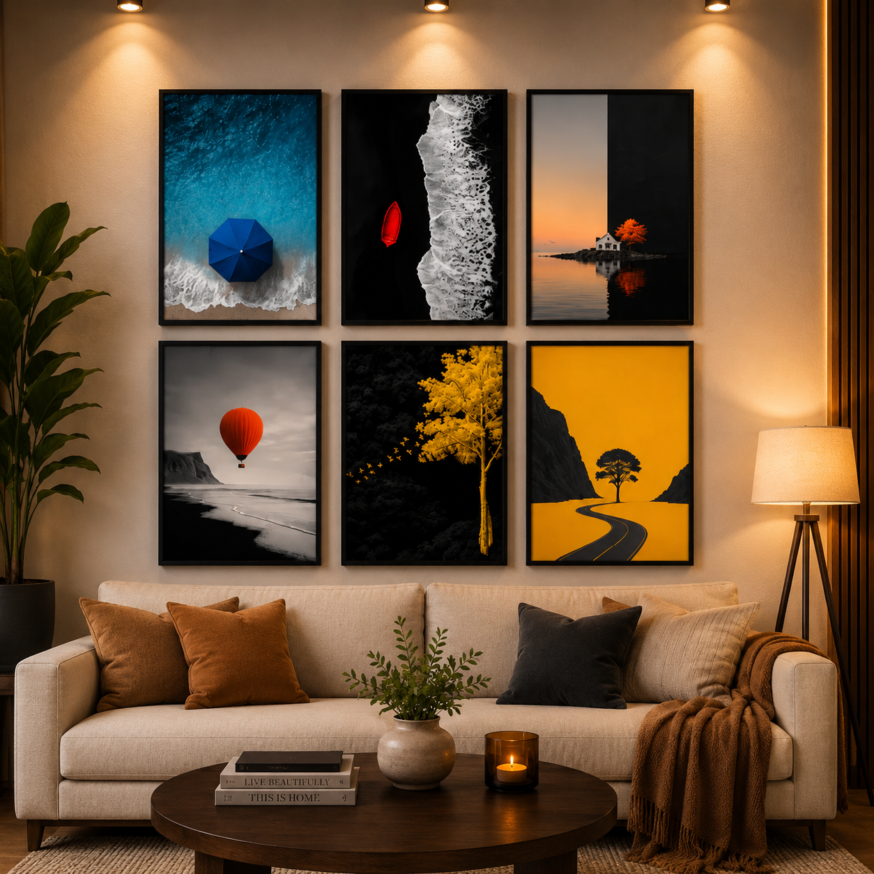 Set of 6 Wall Art Wooden Phototile Wall Decor TH-008