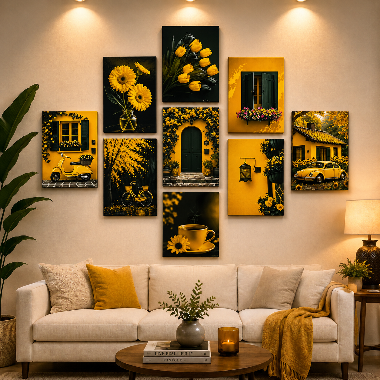 Set of 09 Wall Art Phototile Home Aesthetic TH-22 Black Exition